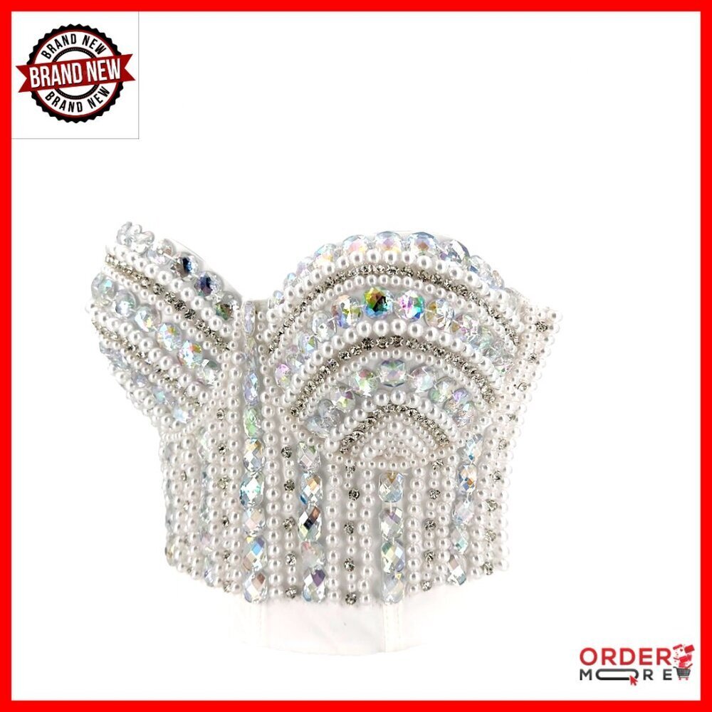 Diamond Pearl Rhinestone Bustier Crop Top Corset Tube Top Elegant Sexy